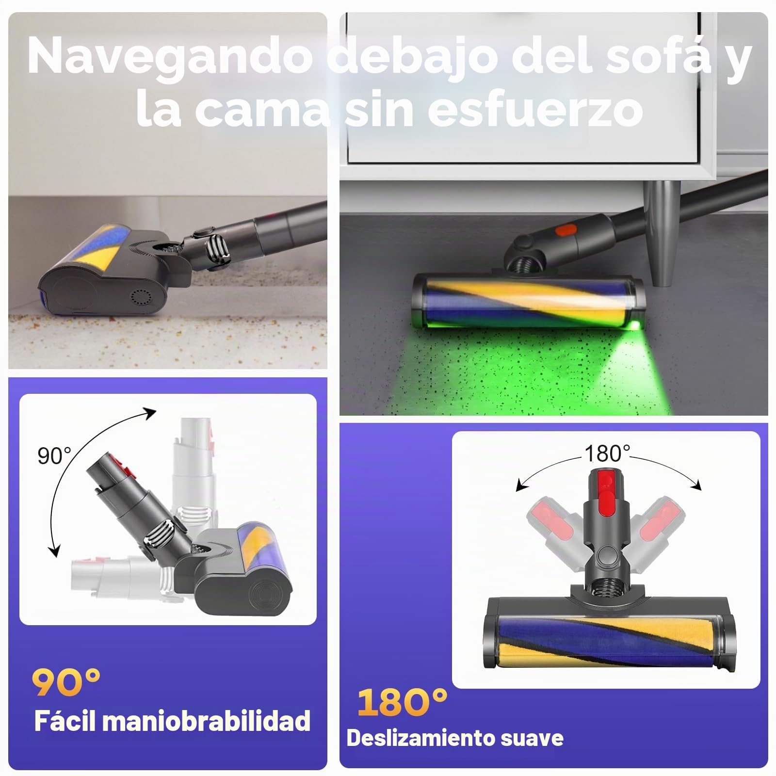 Cabezal de Cepillo de Rodillo Suave para Dyson V12 Detect Slim / V10 Slim Accesorios, limpiadores inalámbricos para Suelos de Madera Dura con luz Verde Antipolvo