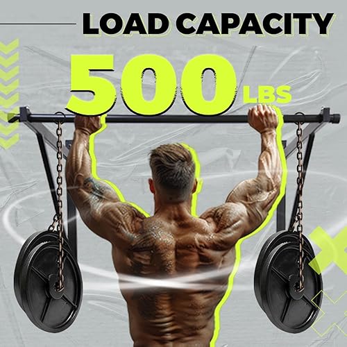 Miniatura 4 de Barra de pull up para montar en la pared, 50 pulgadas, para ejercitar, 500 libras