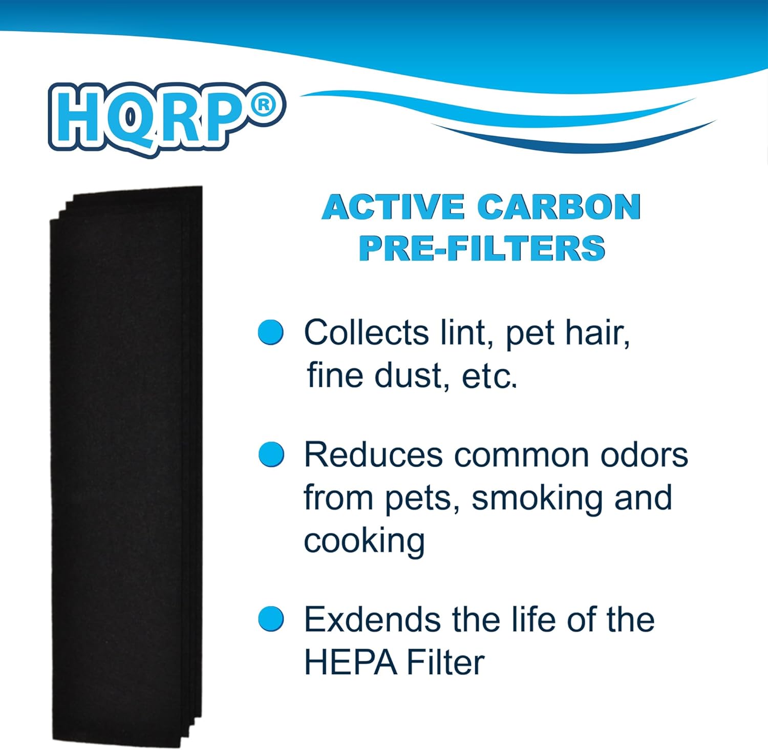 HQRP HEPA Filter with 4 Carbon Filters compatible with Finn OVHT9908 Air Purifier