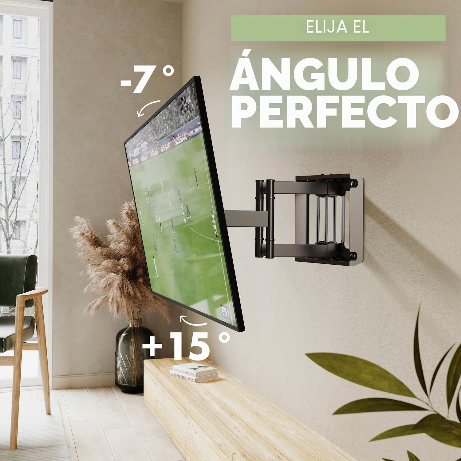 Soporte de Pared para TV 32-85 Pulgadas - Inclinación y Giratoria – MAX VESA 600x400mm - Ultra Delgado para Pantallas LED, LCD, Plasma y Curvadas - Capacidad de Carga Máx 60 kg