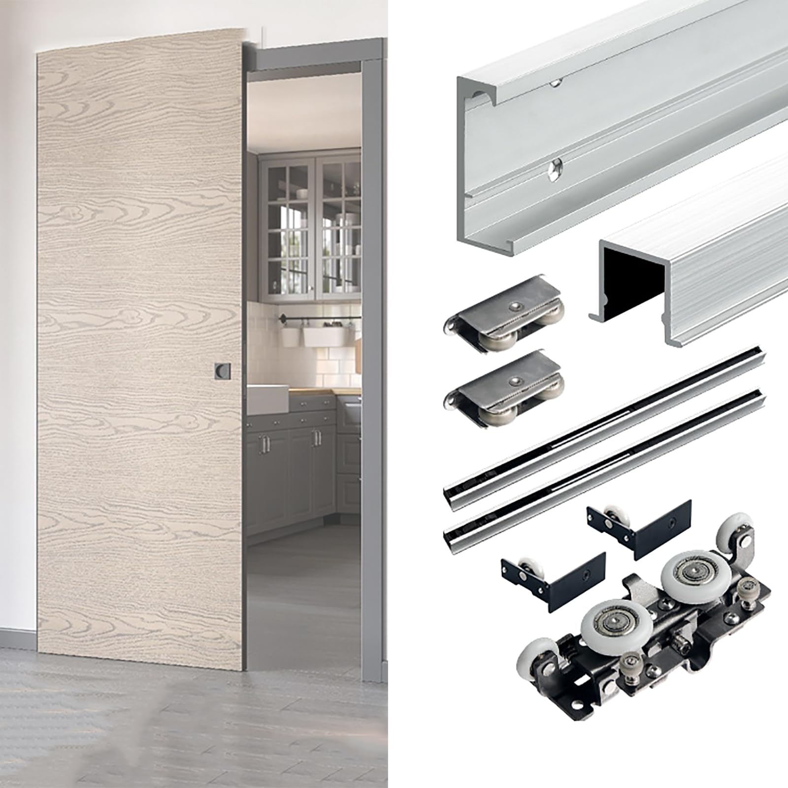 Riel deslizante de aluminio de 1.8m para kit de herrajes de puerta corredera de 40-50 mm