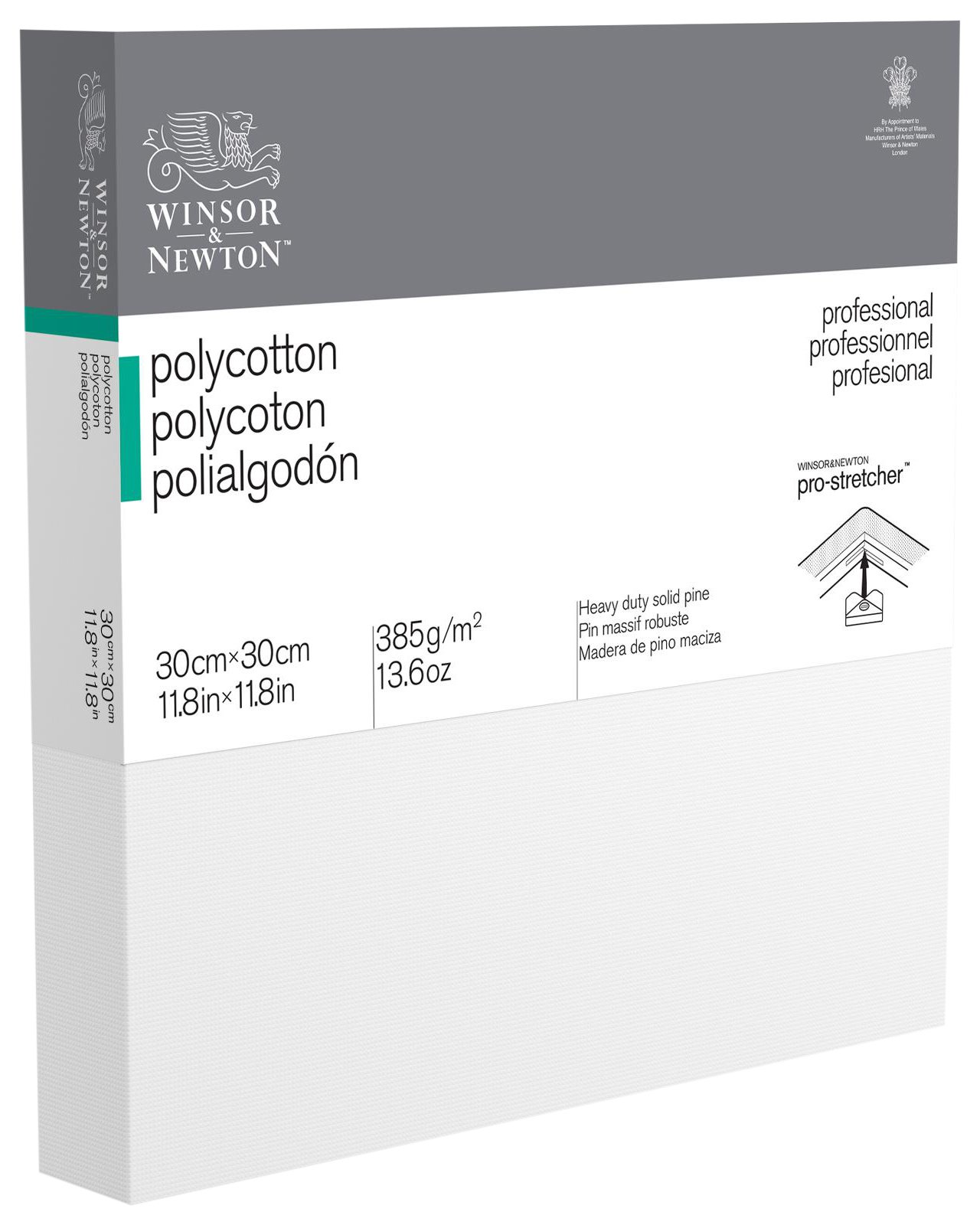 Winsor & Newton 6206051 Professional Keilrahmen Deep Edge aus Baumwollmischgewebe, 385 g/m², 3-fach grundiert, mittlere Körnung, ideal für die Ölfarben und Acrylfarben - 30x30cm
