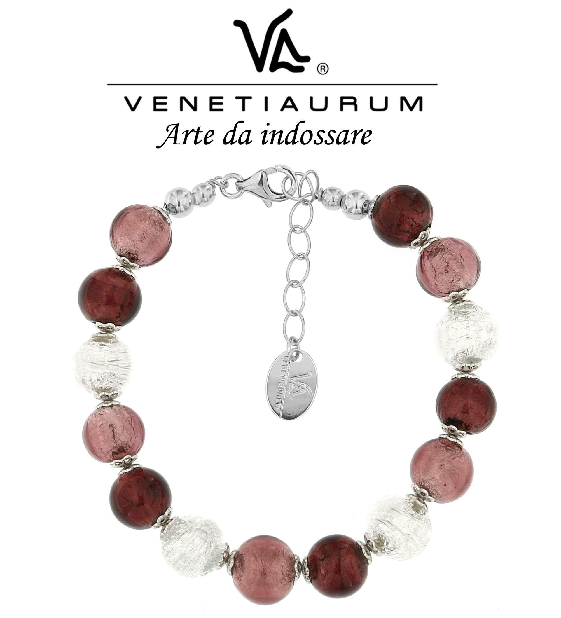 Venetiaurum - Bracciale per Donna Con SfereIn Vetro Originale Di Murano E Argento 925 - Gioiello Made In Italy Certificato