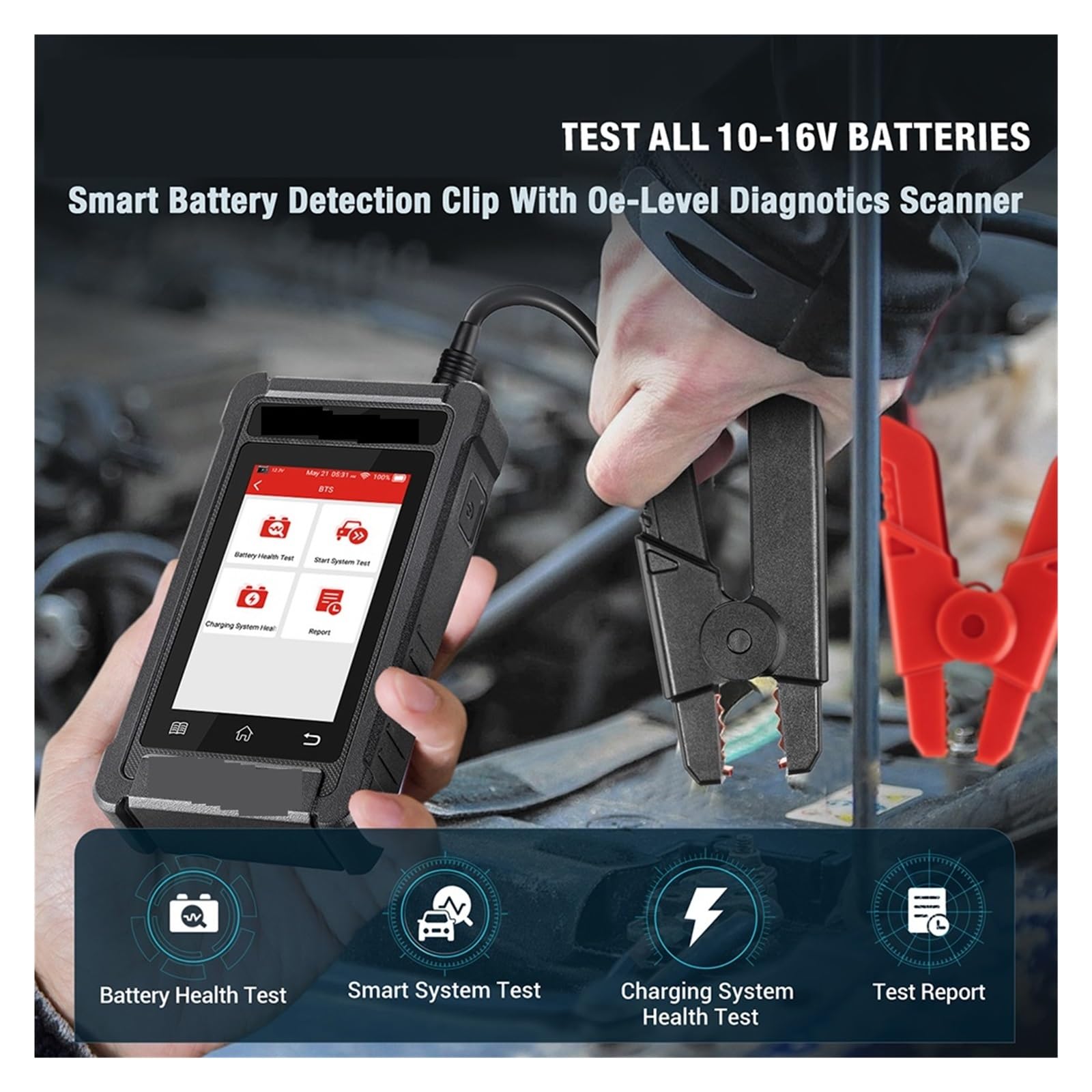 Skaner 12V Tester Akumulatora Samochodowego Automatyczne Narzędzia Diagnostyczne 6 Reset Szybkie Dokładne Wykrywanie