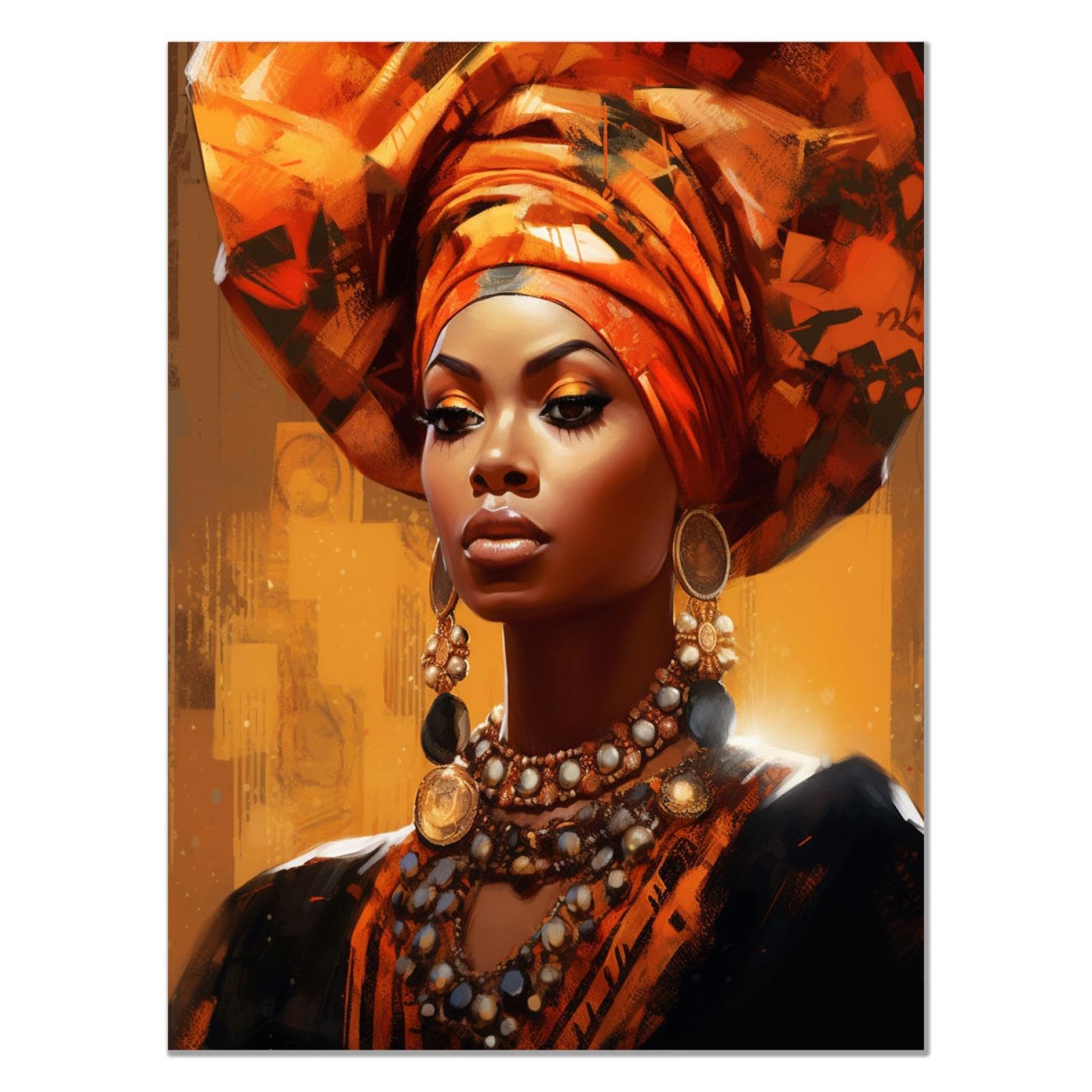 CcacHe Mujer Africana Cuadros Decoracion Salon Modernos, Mariposa de mujer sexy Negro, naranja Cuadros GaleríA Sala Estar BañO DecoracióN -75x115cm Sin marco