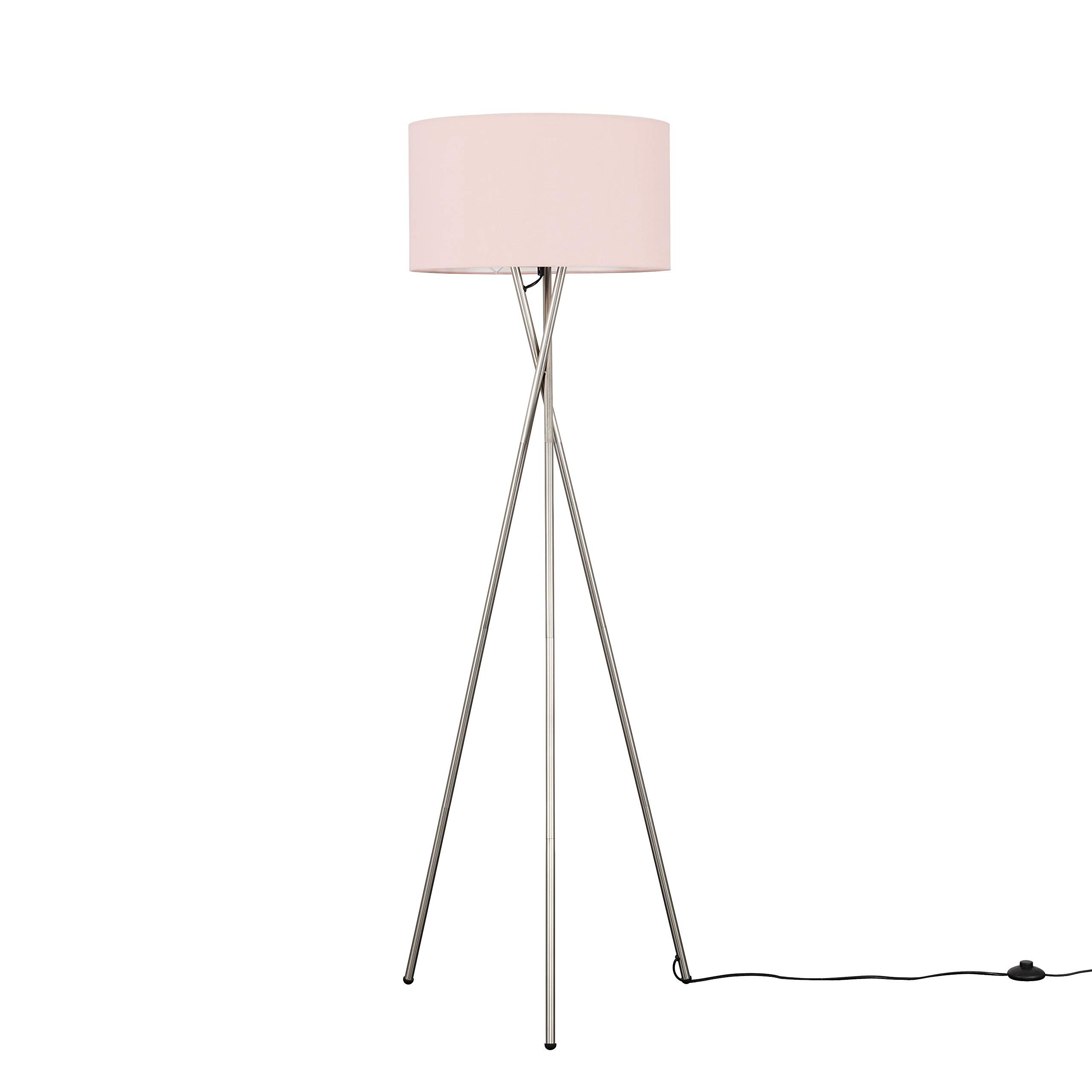 Minisun Pink | Modern Brushed Chrome Floor Lamp With A Shade | Floor Lamps & Torchieres, Home Décor & Improvement Essential | Includes 6W Gls Bulb [3000K Warm White]