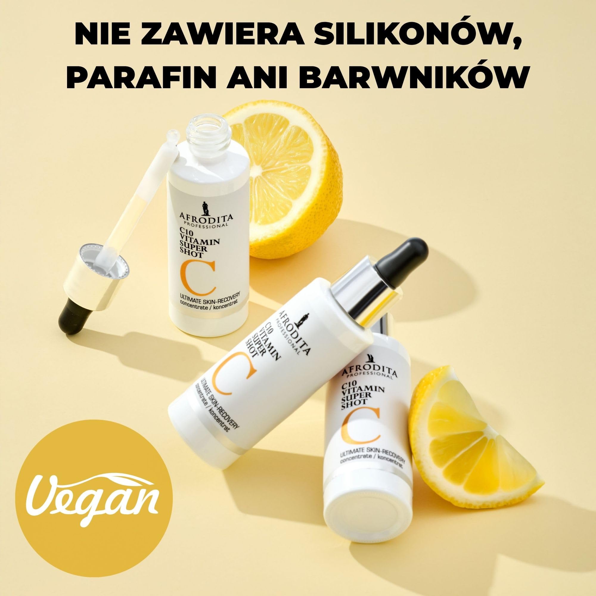 Afrodita Professional C10 serum z witaminą Super Shot | 10% stabilizowana witamina C serum do twarzy przeciw plamom pigmentowym | Rozjaśniające serum przeciw starzeniu się skóry z efektem świecenia