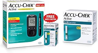Accu-Chek Active Blood Glucose Meter Kit with Active Strips, 100 Count with Free 10 Strips (Multicolor)