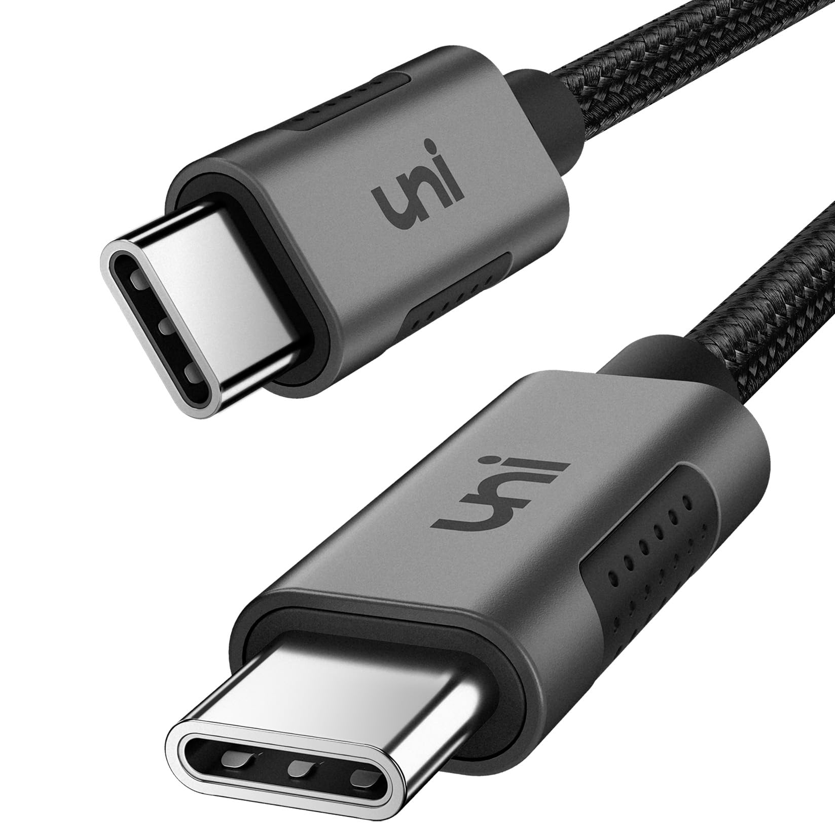 USB C to USB C Cable 15ft, uni Long USB 2.0 Type C 100W Fast Charging Nylon Braided Cable (5A 20V) for iPhone 15/15Pro/15Plus/15Pro Max, iPad Pro 2022, Surface Book 2,etc, Grey (UA21-23)