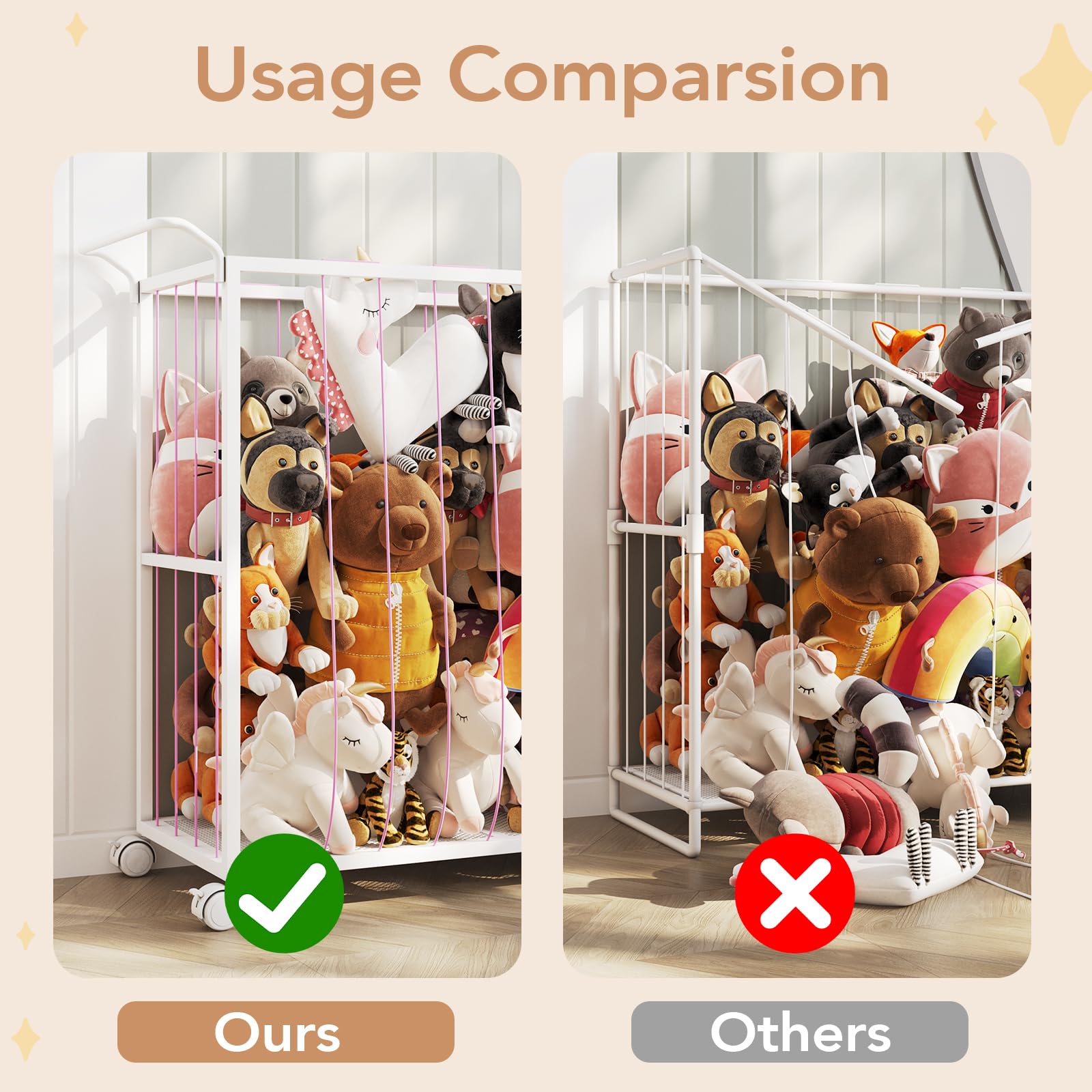 BBLIKE Porta Peluche Giocattolo con Ruote - Zoo Contenitore Giochi Bambini per Orsacchiotti, Scatola Organizer Giochi Bambini, Baule per Animali di Peluche e Palle (Rosa)