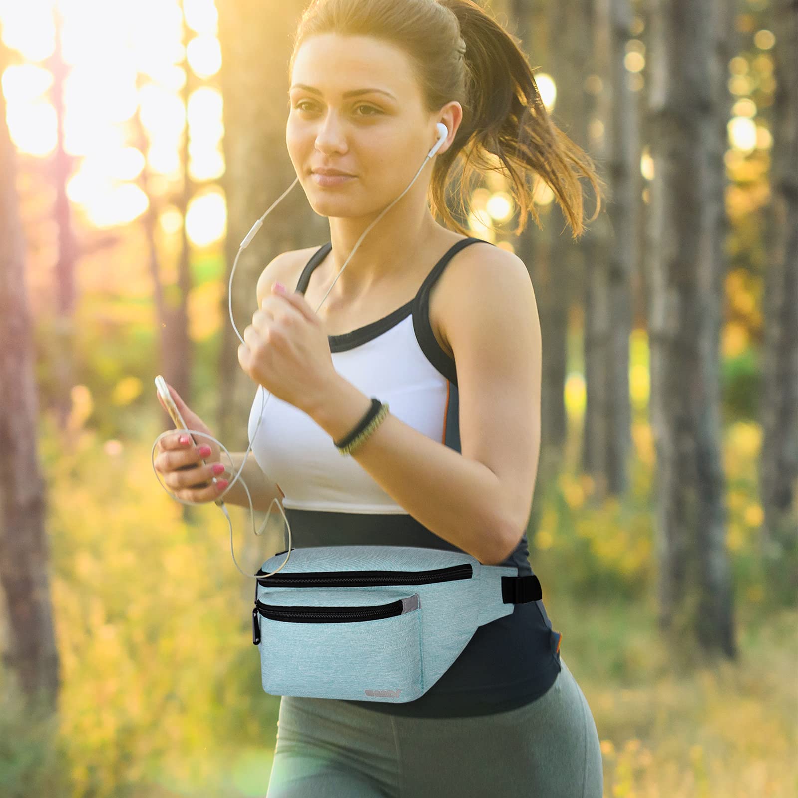 WANDF Fanny Pack for Men Women Adjustable Waist Pack Sports Running Jogging Hiking