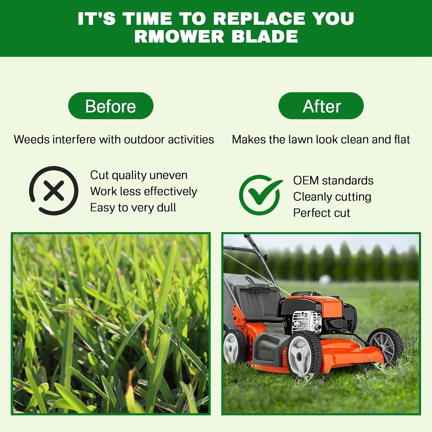 IWIWE 95-605 Gator G3 Mulching Lawnmower Replacement Blades Compatible with 54" Deck Husqvarna YTH24V54 112053 24541 Poulan 187254 Ariens 21546235 AYP 112053 (Black,Set of 3)