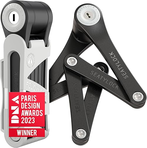 Seatylock FoldyLock - Mini candado plegable para bicicleta, patentado y ligero, protector antirrobo con llave para scooter eléctrico y bicicletas de