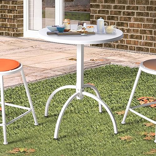 Round Pub Table 23.6" Modern Style Metal Bar Table Cafe & Break Room Restaurant Bistro Table,Easy Assembly, Metal Frame Round Table-White…