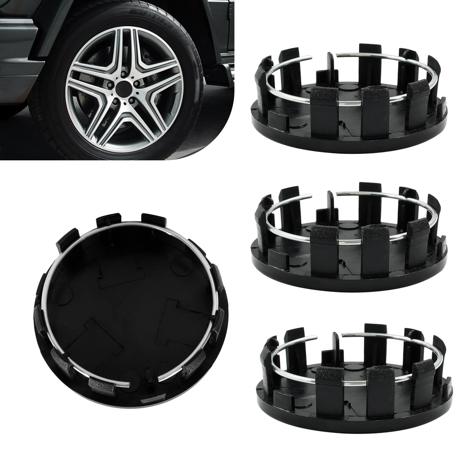 YDSTNiu 4 Pcs Car Wheel Centre Caps for Audi TT MK2 8J TTS Coupe 2-Türer 2008-2014, Rim Dustproof Cover Durable Hubcaps Vehicle Wheels Rim Trim Waterproof Protection,Black-OD:54mmID:52mm