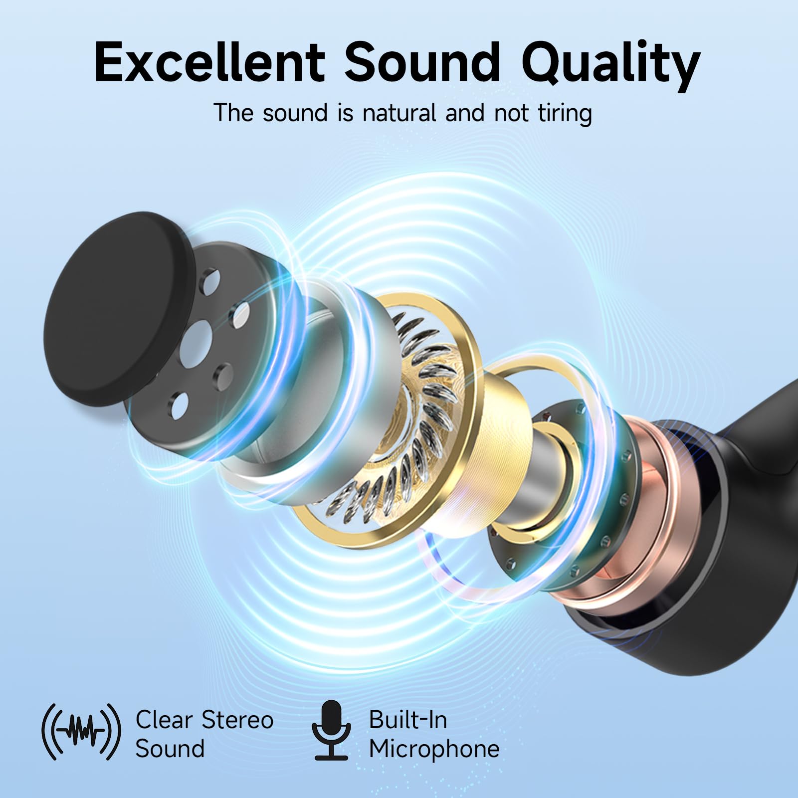 IFECCO Auriculares Conduccion Osea Bluetooth 6.0 – Cascos Conduccion Osea Inalambricos con Micrófono,IP67 Impermeables Auriculares Deportivos Open Ear para Correr Ciclismo Fitness