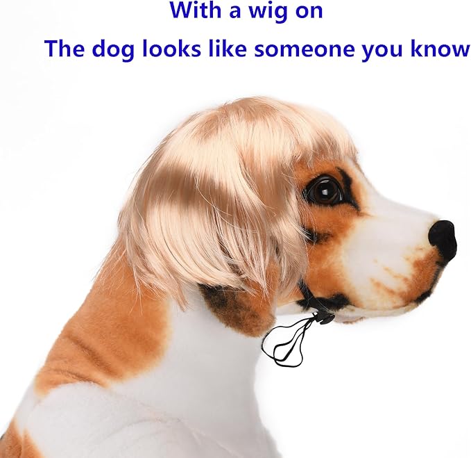 Peluca Divertida para Perro Disfraz Halloween Tamaño Mediano Dorado miniatura 3