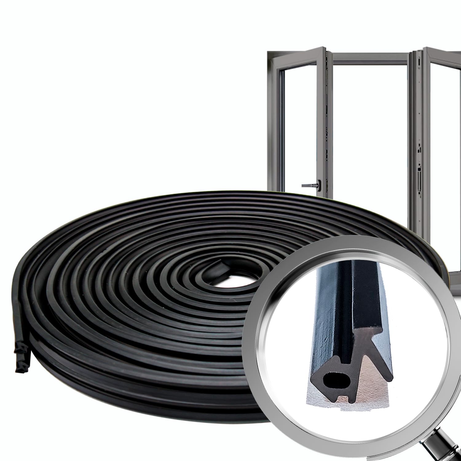 Junta Para Ventanas | S-1172 | 15 M | Aleación De PVC Para Ventanas | Negro | Burlete De Aire Junta De Perfil | Junta De Goma De Sellado De Plástico