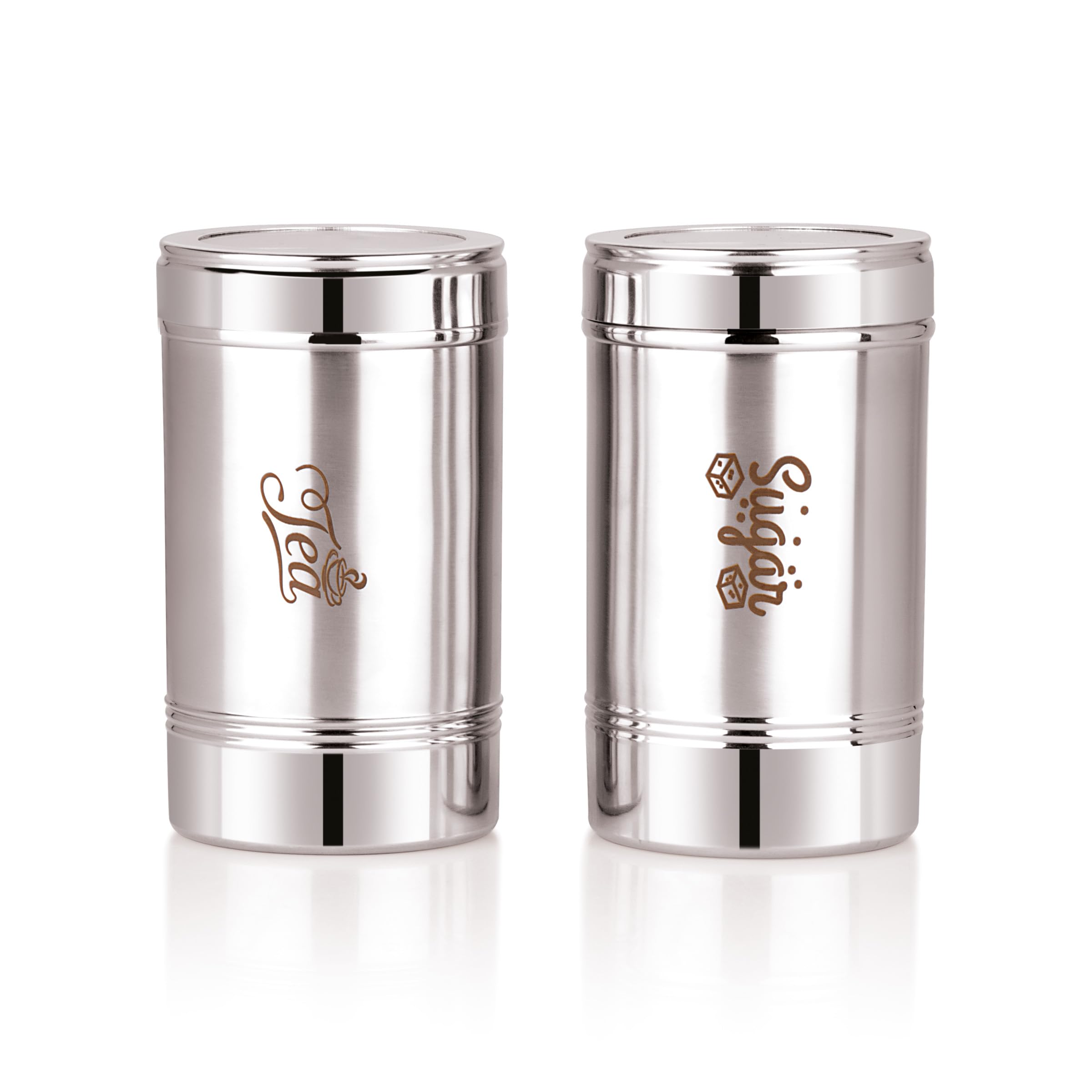 Arham Stainless Steel Premium Tea Sugar Containers Set of 2 |Multipurpose Storage container | Stainless Steel Jar | Tea Sugar Canister along with Spoon and top see through window Lid (850 ML) (B0CT36LDLB) Amazon Price History, Amazon Price Tracker
