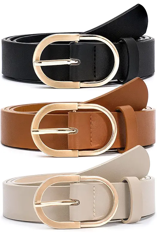 VONMELLI 3 Pack Women's Leather Belts for Jeans...