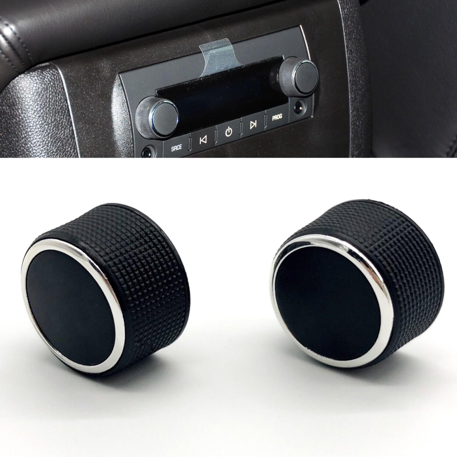 Kerman 2 PC Rear Radio Audio Volume Control Knob Dial Tuner fit for 07-13 Chevy Tahoe Chevrolet Silverado GMC Acadia Sierra Denali Yukon GM 22912547 Radio Repair Kit Replacement Button by Kallia