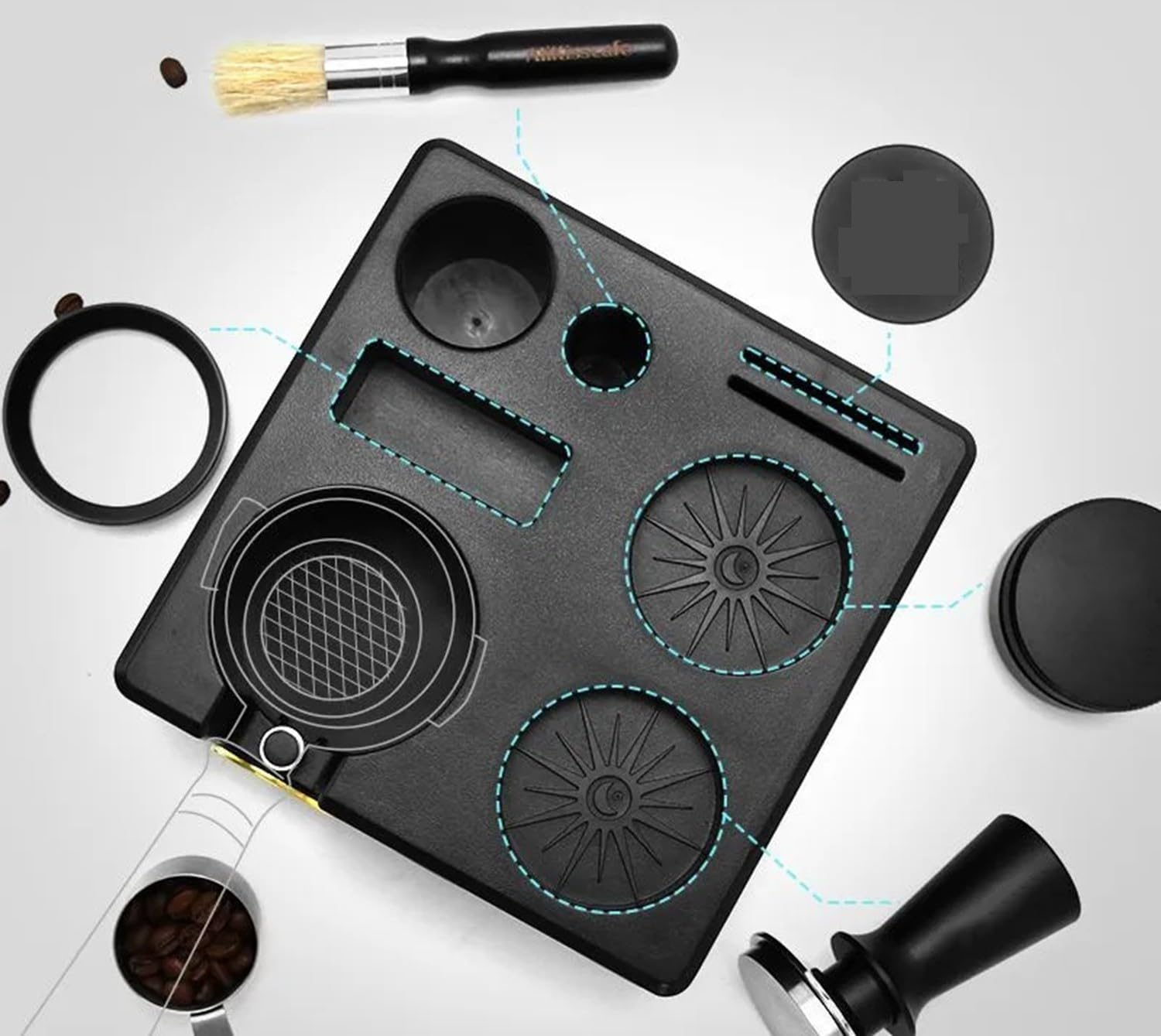 Regulowana stacja tamper do espresso, 51–58 mm, z szufladą, akcesoria baristy ABS, do domowego biura i kawiarni, idealne wsparcie dla miłośników espresso