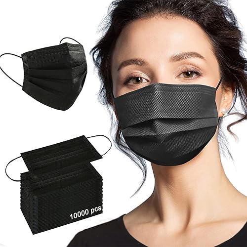 Máscara facial desechable para adultos, transpirables, seguras, de 3 capas, color gris, seguras, protección para la boca, con cintas elásticas para