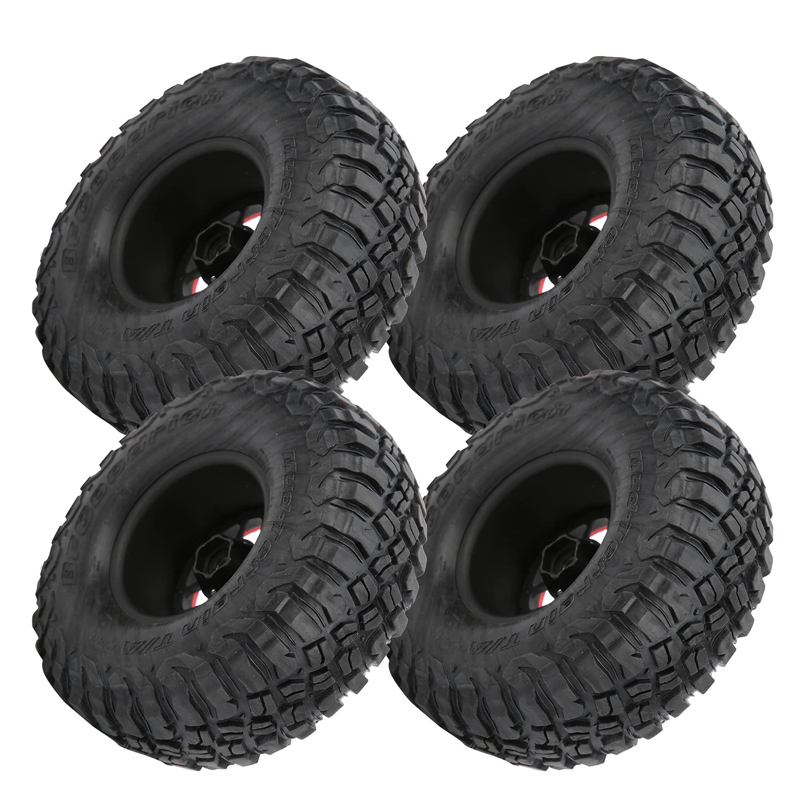 VGEBY Pneumatici per Auto RC, Set di Pneumatici per Auto Telecomando in Gomma da 4 Pezzi 1/10 per/HSP Axial SCX10 D90(Rosso) Accessori per modellini di