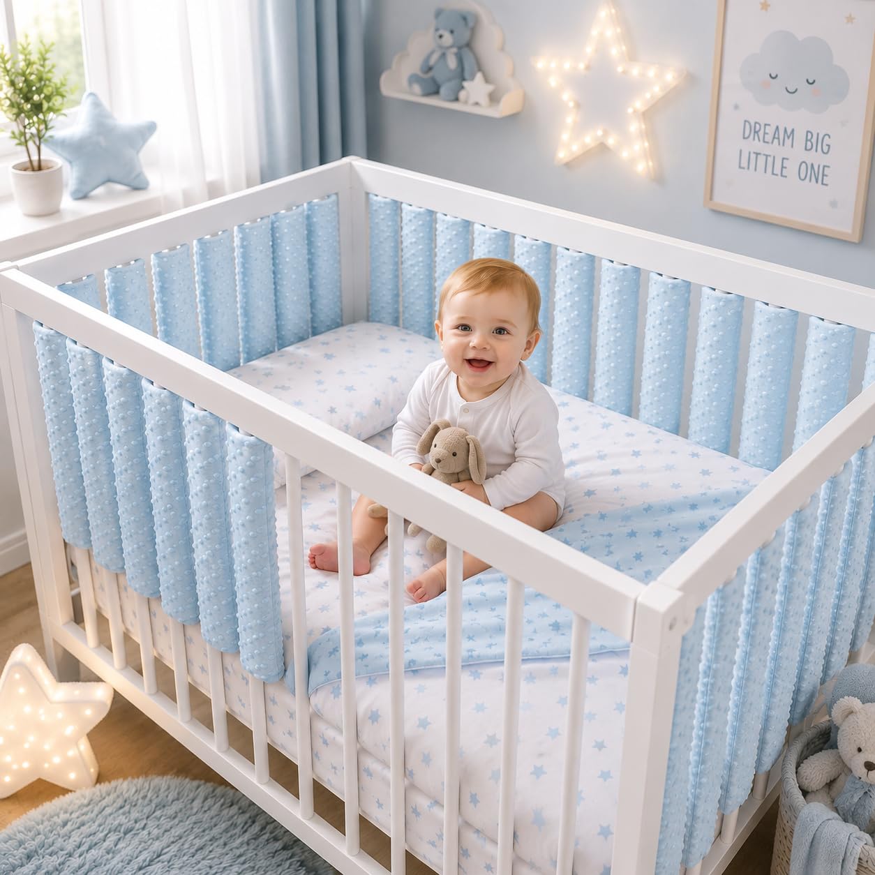 Baby Mam Blue Double-Sided Rail Cot Slat Cover Wrap Protector 10Pc