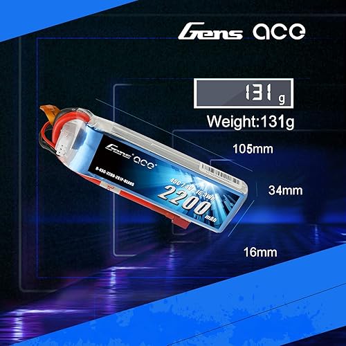 Miniatura 2 de Gens ace 7.4V 2200mAh 2S 45C LiPo Batería Deans Plug para 70MM EDF RC Avión 450 Helicóptero Rc Barco