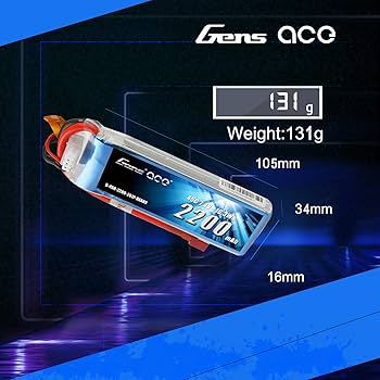 Amazon.com: Gens ace 7.4V 2200mAh 2S 45C LiPo Battery Pack