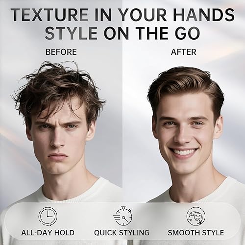 Miniatura 2 de BOLI Arcilla capilar para hombres, pomada de sujeción fuerte durante todo el día, acabado texturizante y mate, pasta de peinado para cabello medio,