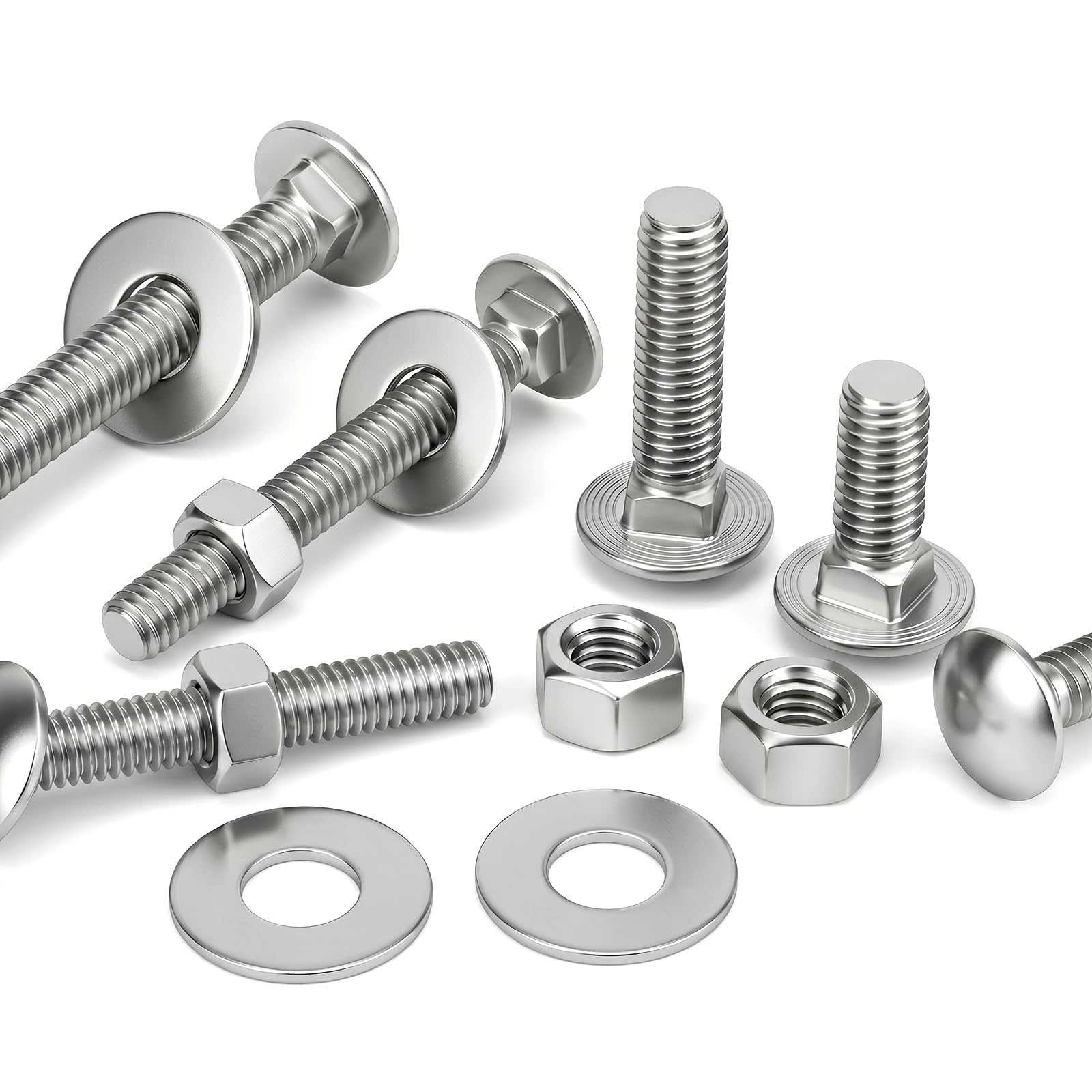 Mellewell Stainless Steel Carriage Bolt Kit - 12 Sets -6 Mellewell Stainless Steel Carriage Bolt Kit - 12 Sets -6