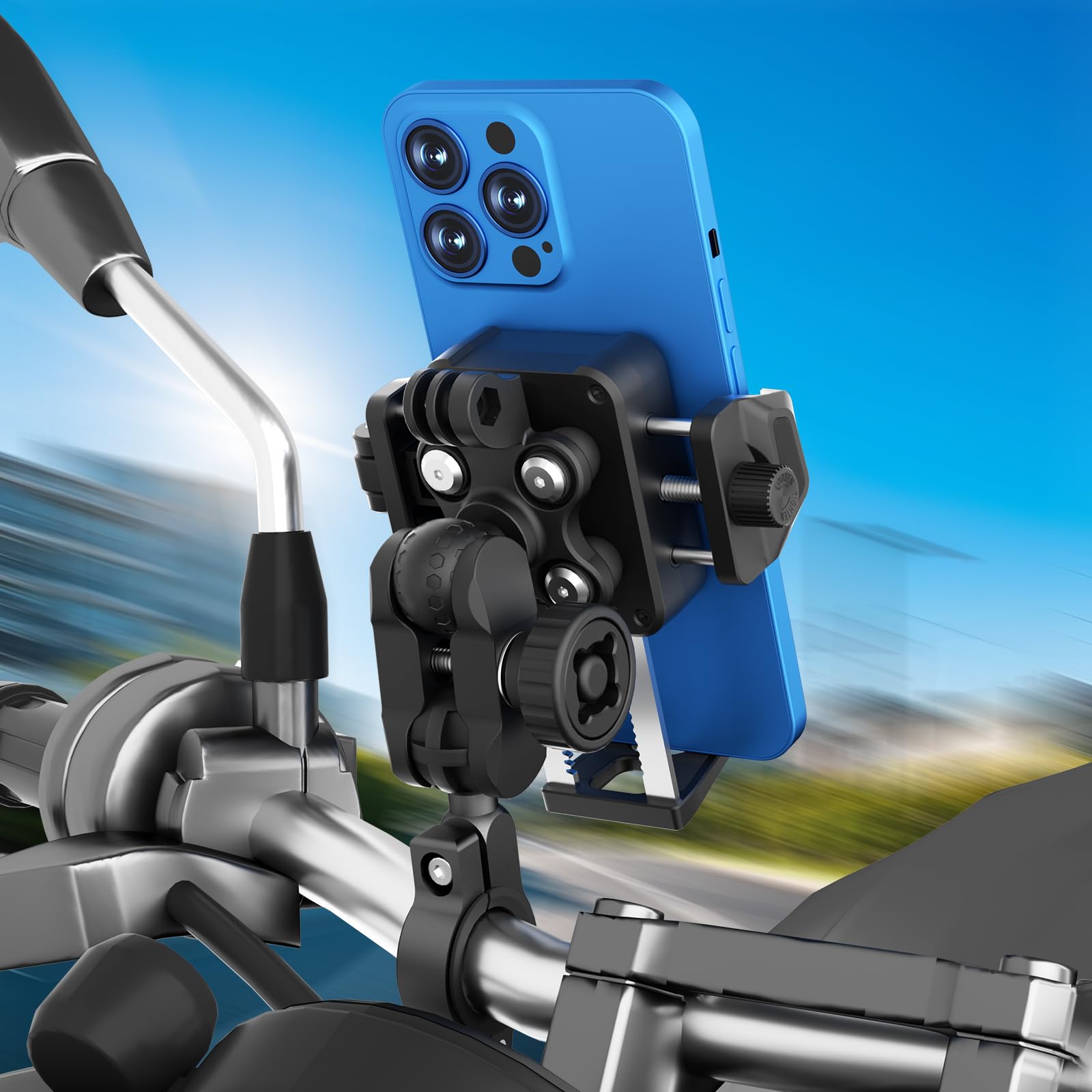 Uchwyt na telefon motocyklowy, uchwyt na telefon rowerowy do rowerów, szybki montaż na kierownicę z zabezpieczeniem przed kradzieżą