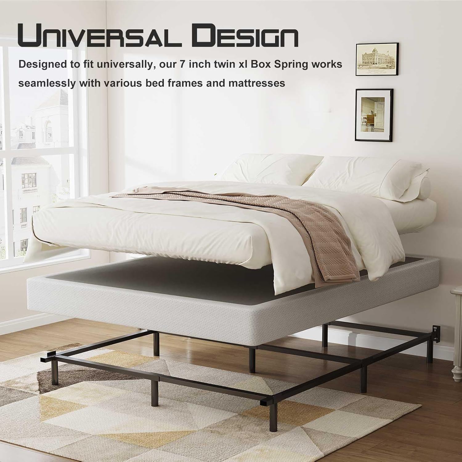 ZIYOO California King Box Spring, 7 Inch Metal Box Springs, Strong Metal Frame Support for 1500lbs, Mattress Foundation, Easy Assembly, No Noise