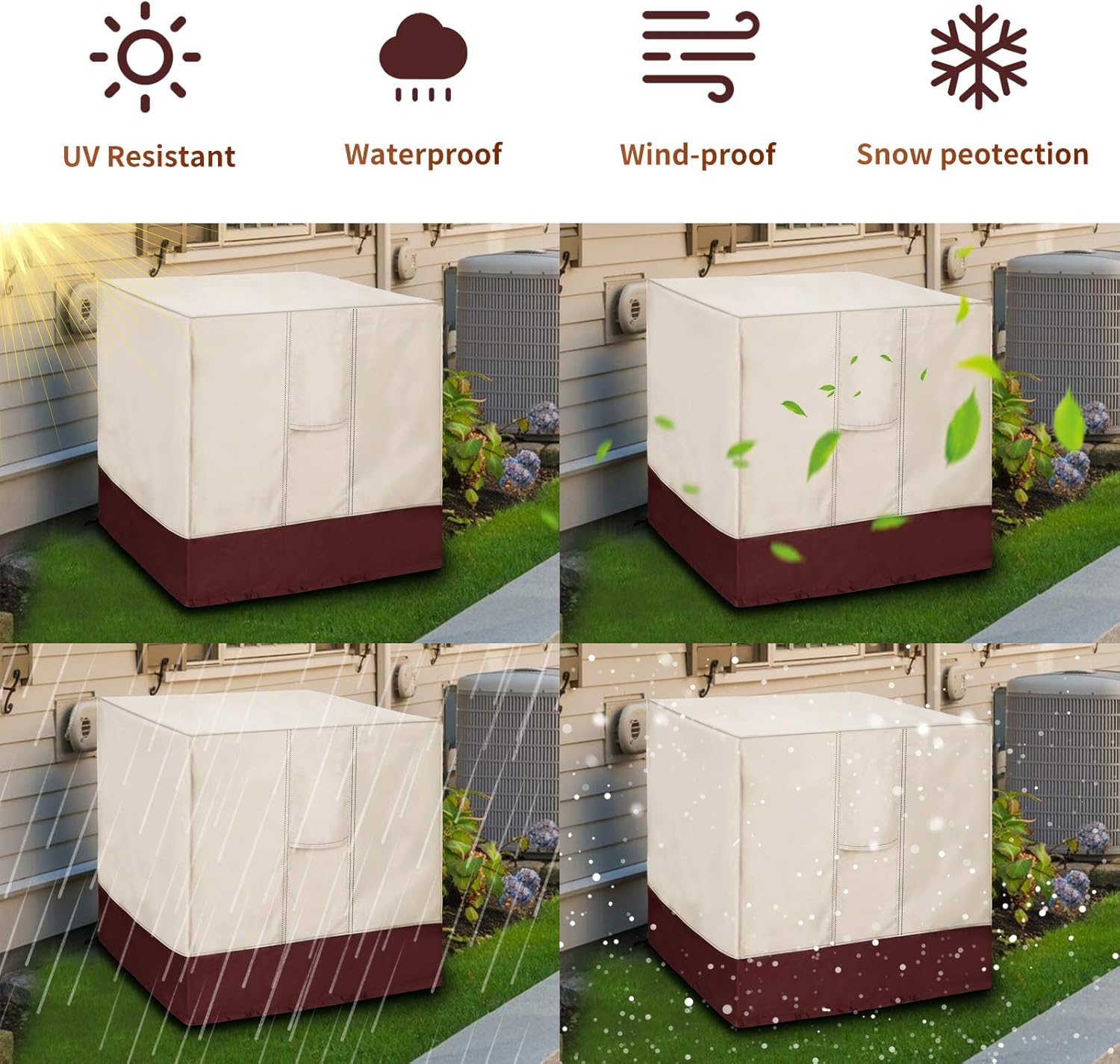 Homydom Premium Central Air Conditioner Covers for Outside Units AC Covers 24x24x30 inches，Water-Resistant, durable, with Mesh Vents and Elastic Hem Cord : Home & Kitchen