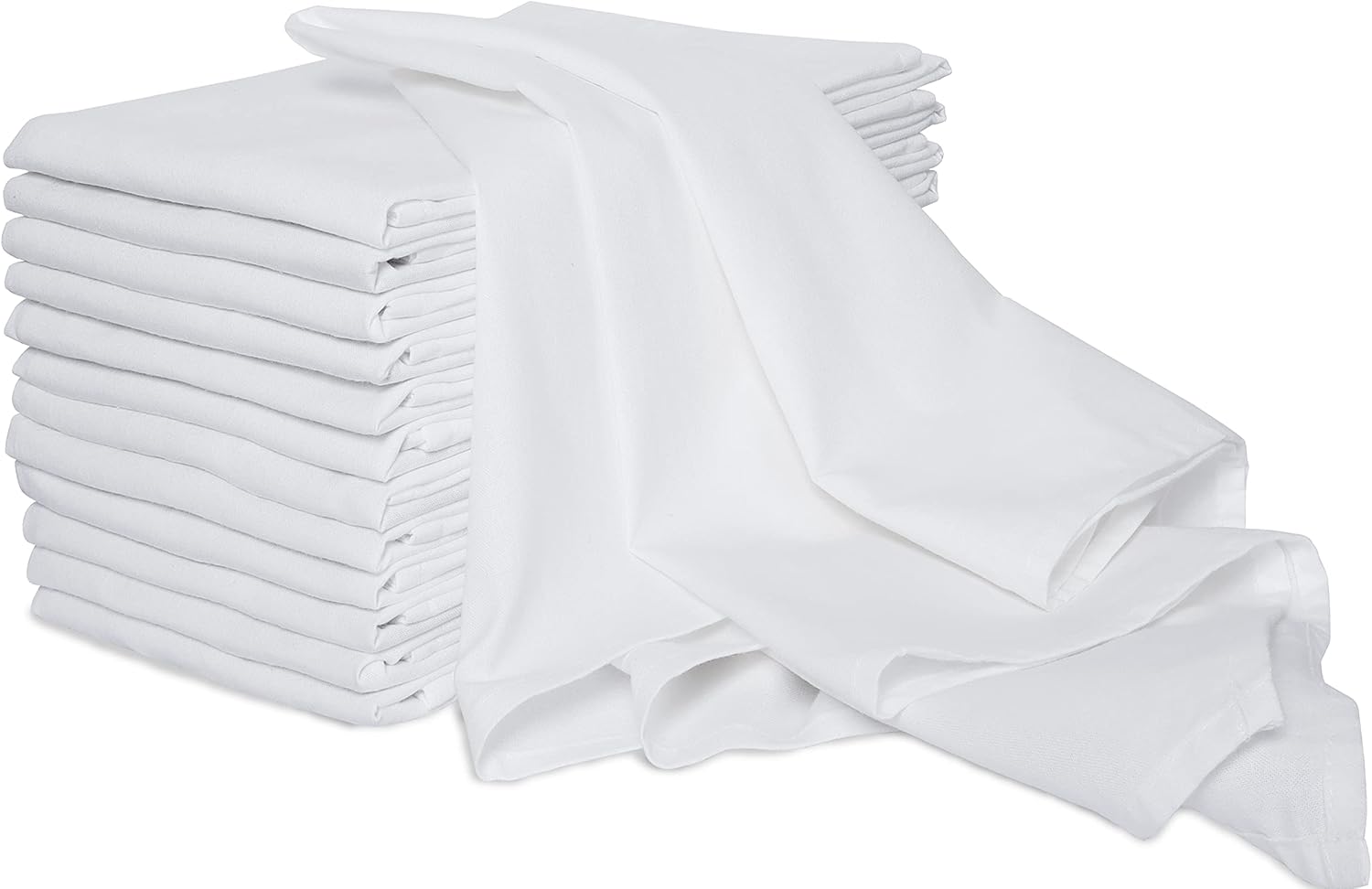 AMOUR INFINI Organic Cotton Flour Sack Kitchen Towels Set of 12 Super Absorbent 28 x 28 Soft Lint Free Flour Sack Tea Towels (White)