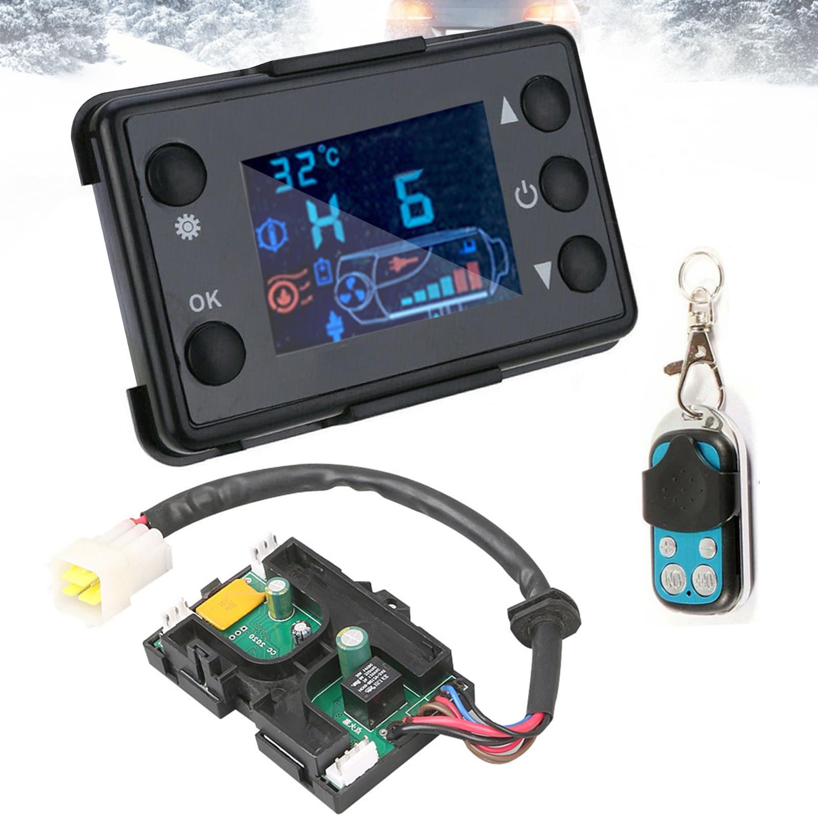LCD Schalter Standheizung Monitor, 12V Auto Heizungsregler mit Heizung Fernbedienung mit Hauptplatine, Parkfernbedienung, für Luft Diesel Heizung, für 3KW/5KW/8KW Auto Standheizung