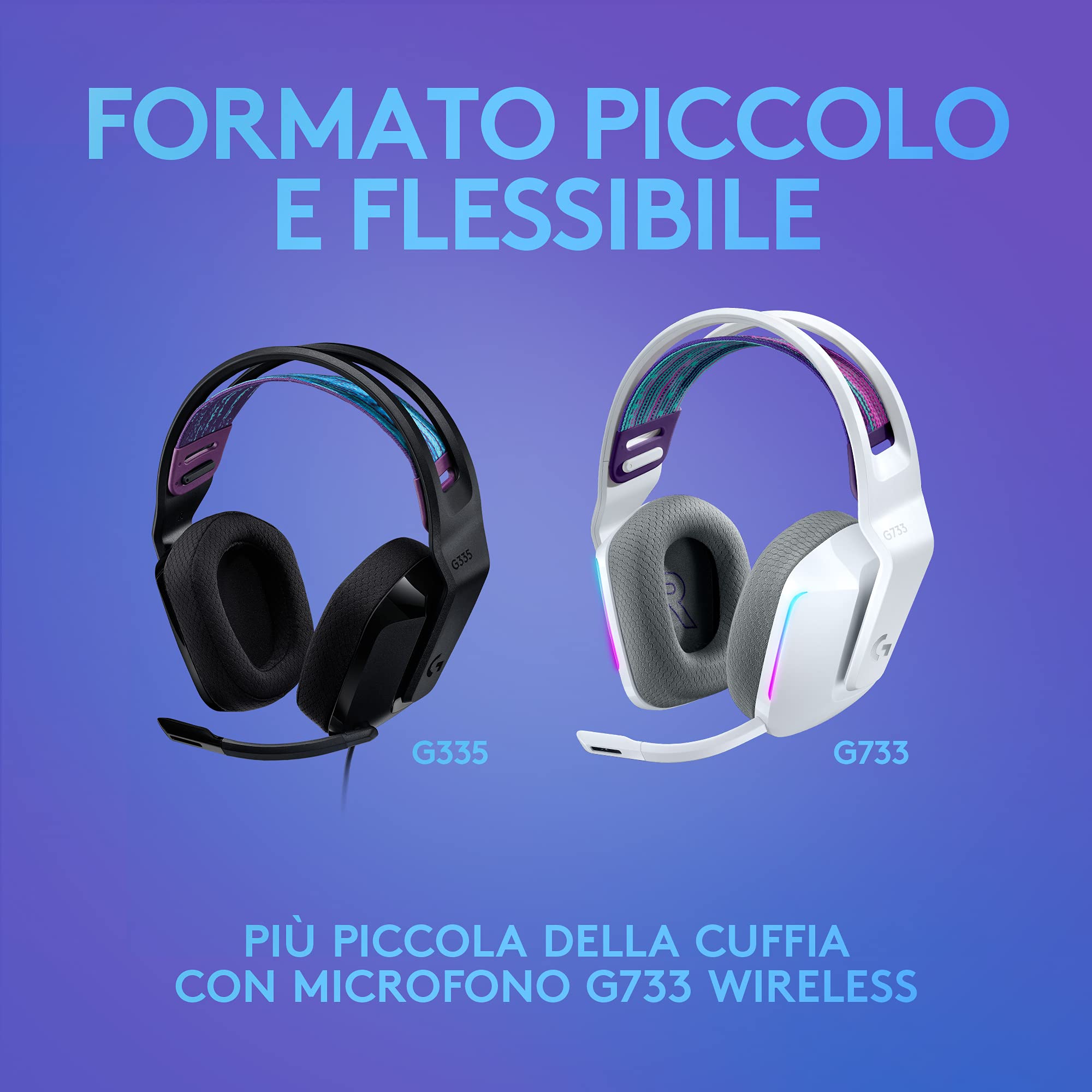 Logitech G G335 Cuffia Gaming Cablata con Microfono Flip-to-Mute, Jack 3,5 mm, Memory Foam, Leggera, Compatibile PC, PS, Xbox, Nintendo Switch - Nero