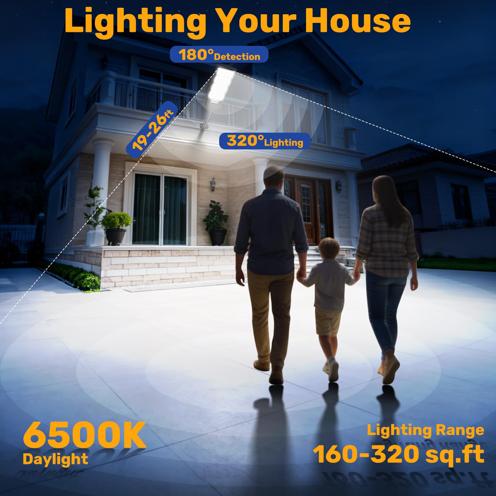 600W Lampione Solare Led Esterno, IP66 Impermeabile Lampione Stradale Faretto Solare con Sensore di Movimento, 6500K Lampioni da Giardino Esterno Luci Solari per Garage Strada, 2 Pezzi