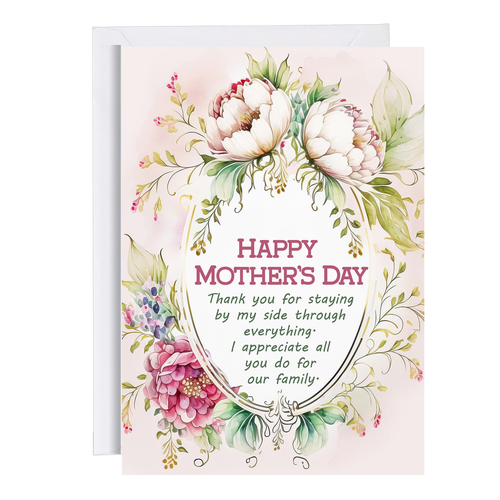 Trazzo Happy Mother’s Day – Floral Mother’s Day Cards & Envelopes Greeting-Cards for Mother Grandmother Wife Women(B Style)
