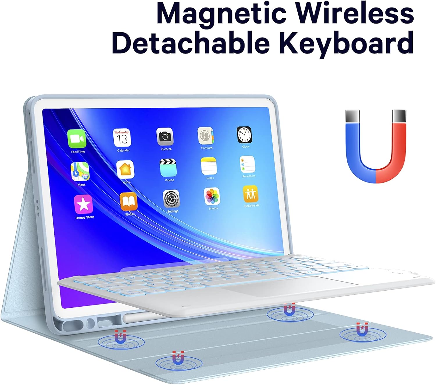 Lіmіtеd Dіѕсоunt iPad Air 5th/4th Generation Case with Keyboard, iPad Pro 11 inch Keyboard, Smart Trackpad, 7 Color Backlit, Wireless Detachable Keyboard for iPad Air 10.9 2022/2020, iPad Pro 11 (3/2/1 Gen), Blue