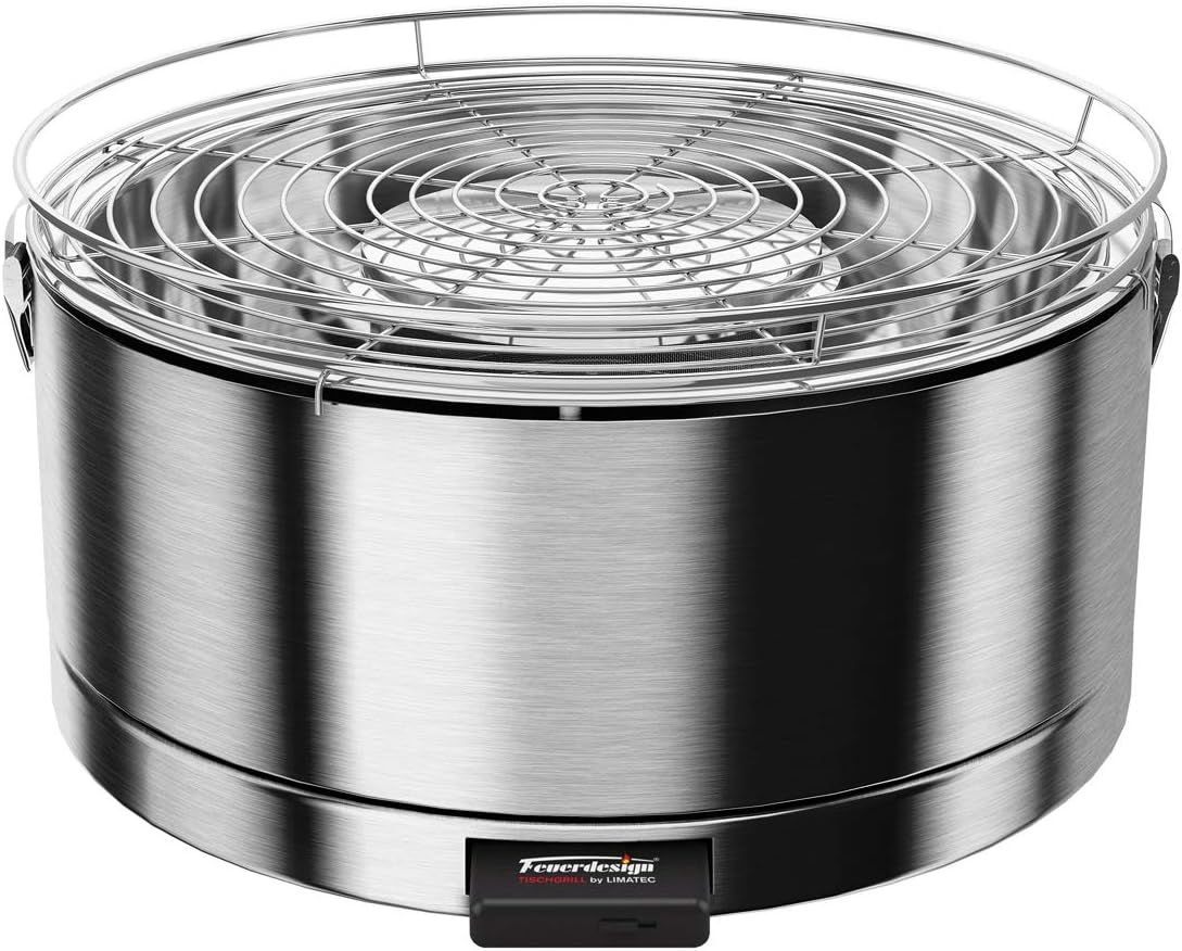 Feuerdesign Mayon 2009415 Charcoal BBQ Grill, Charcoal Barbecues Table Grill with Fan Stainless Steel, Piece