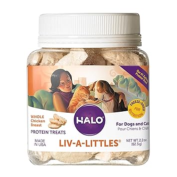 Halo Liv-a-Littles Natural Treats for Dogs and Cats, Freeze-Dried Chicken Breast Protein, 2.2-Ounce
