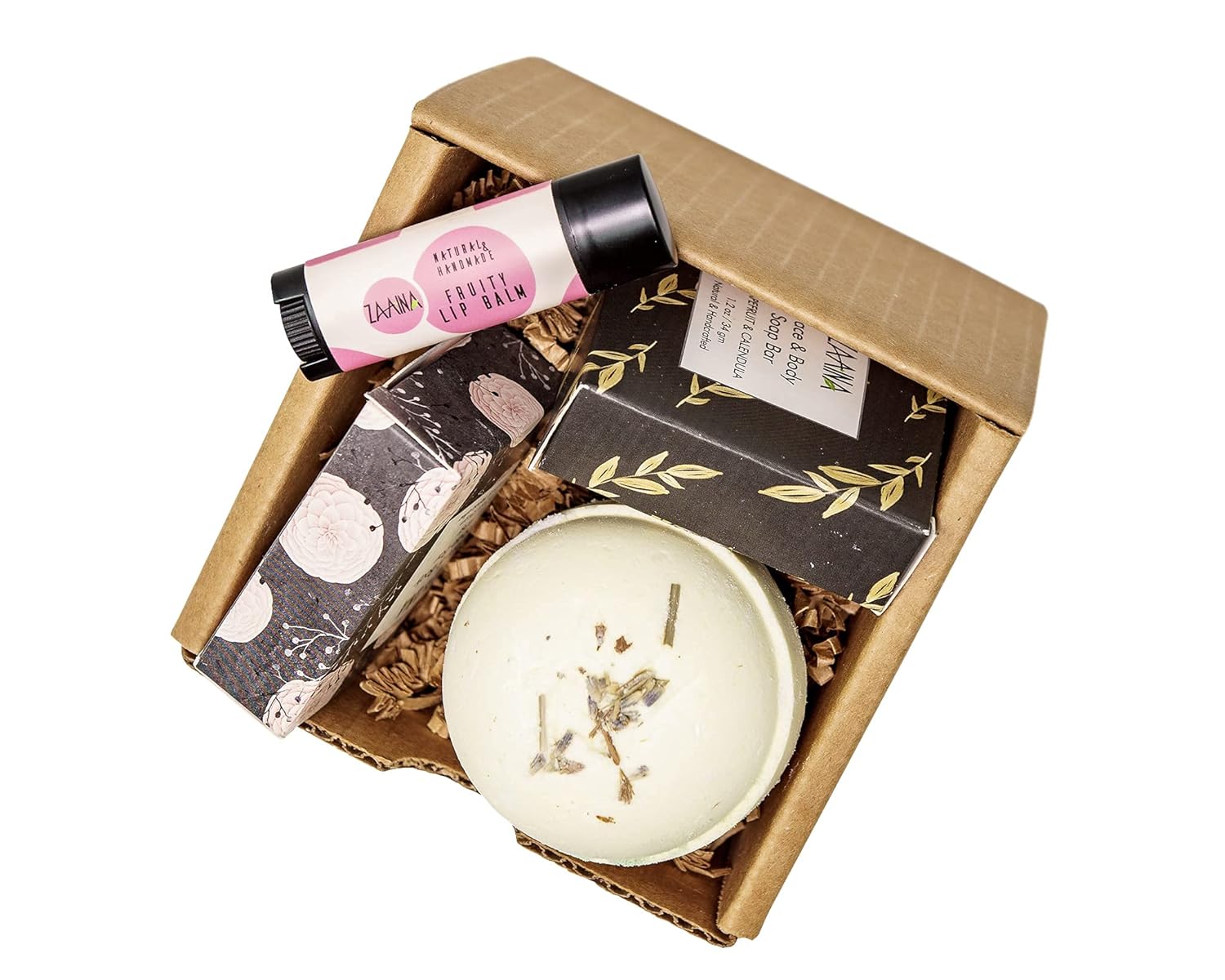 Self Care Package Spa Gift Set, with Deluxe Aromatherapy Bath Bombs, Travel Soap and Lip Balm, Special, Unique, Relaxing Gift for Wife, Mom, Sister, Aunt, Friend and Grandma