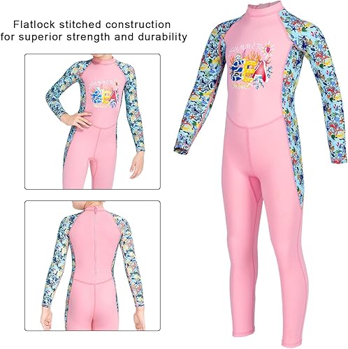 Miniatura 3 de Traje de baño de cuerpo completo de una pieza de manga larga para niños, traje de baño de protección solar para niños y niñas