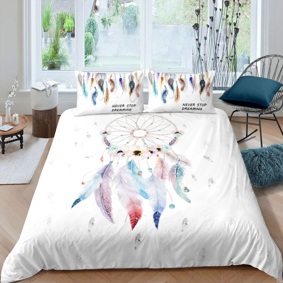 Homemissing Single Dreamy Catcher Duvet Cover Indian hippie feather children's bedding set for boys, girls, teenagers decoration Bohemian Dreamy Catcher Duvet Cover tribal elements โ image 1