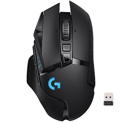 Logitech G502 Lightspeed Wireless Gaming Mouse with Hero 25K Sensor, PowerPlay Compatible, Tunable Weights and Lightsync RGB - Black - Black - Mouse