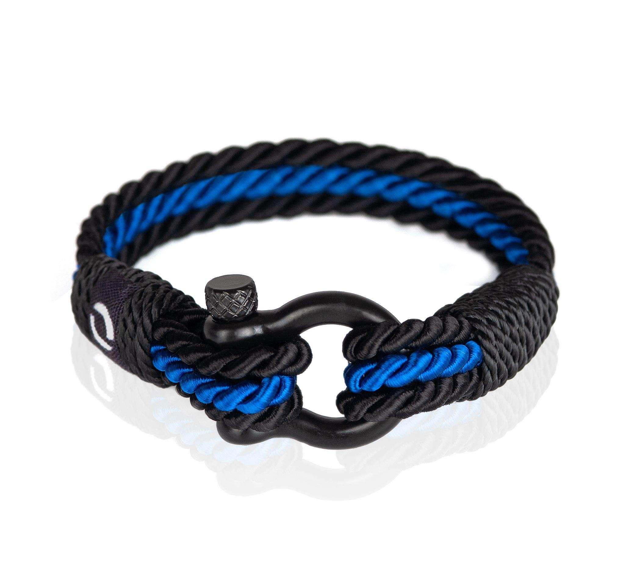 | Durable Twisted Rope Mens Bracelet with Shackle | Elegant Re-Made Nautical Style | 5 Rope Colors, 2 Shackle Colors