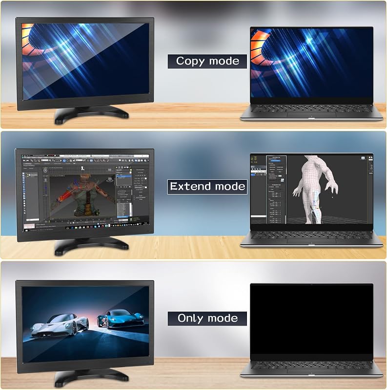 CAMECHO 13.3" Hordozható Monitor Full HD 1920x1080 HDMI VGA AV BNC Csatlakozó